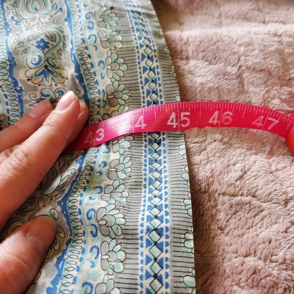 Vtg 1950s Blue Print Patterned Sun Dress Size XS Sock Hop Tea Length Rockabilly - Picture 15 of 15